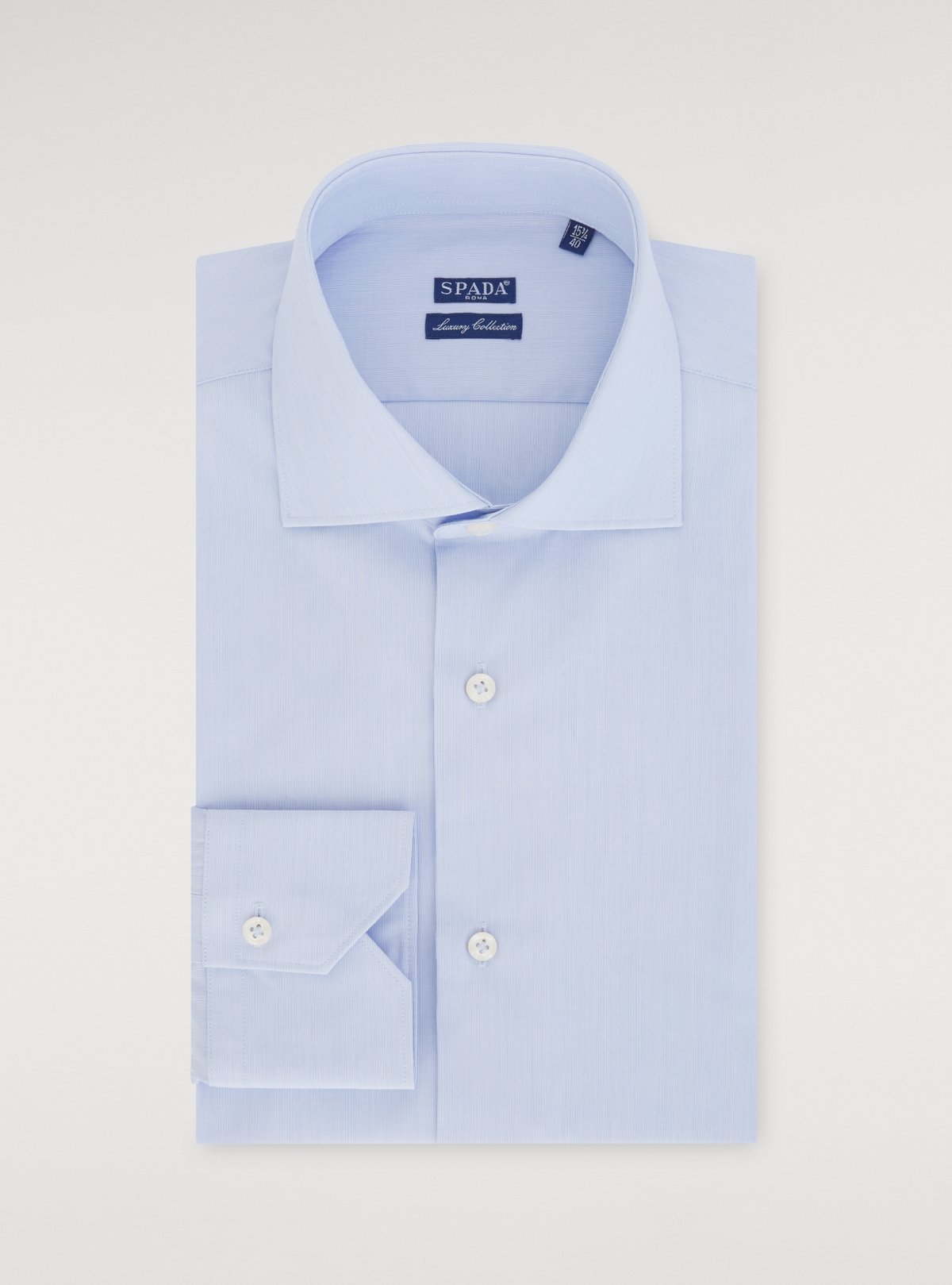 Celeste 100% Cotone Camicia Millerighe Regolare Collo Francese