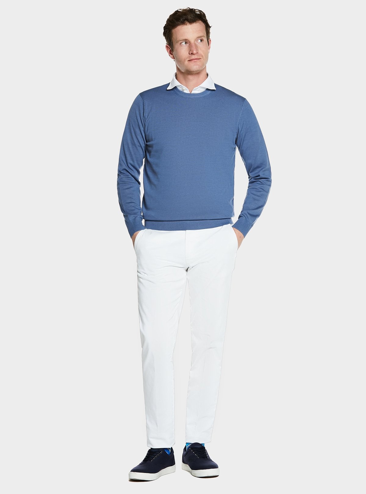 Maglia girocollo in cotone 100% coste e lavorazione su orli-0