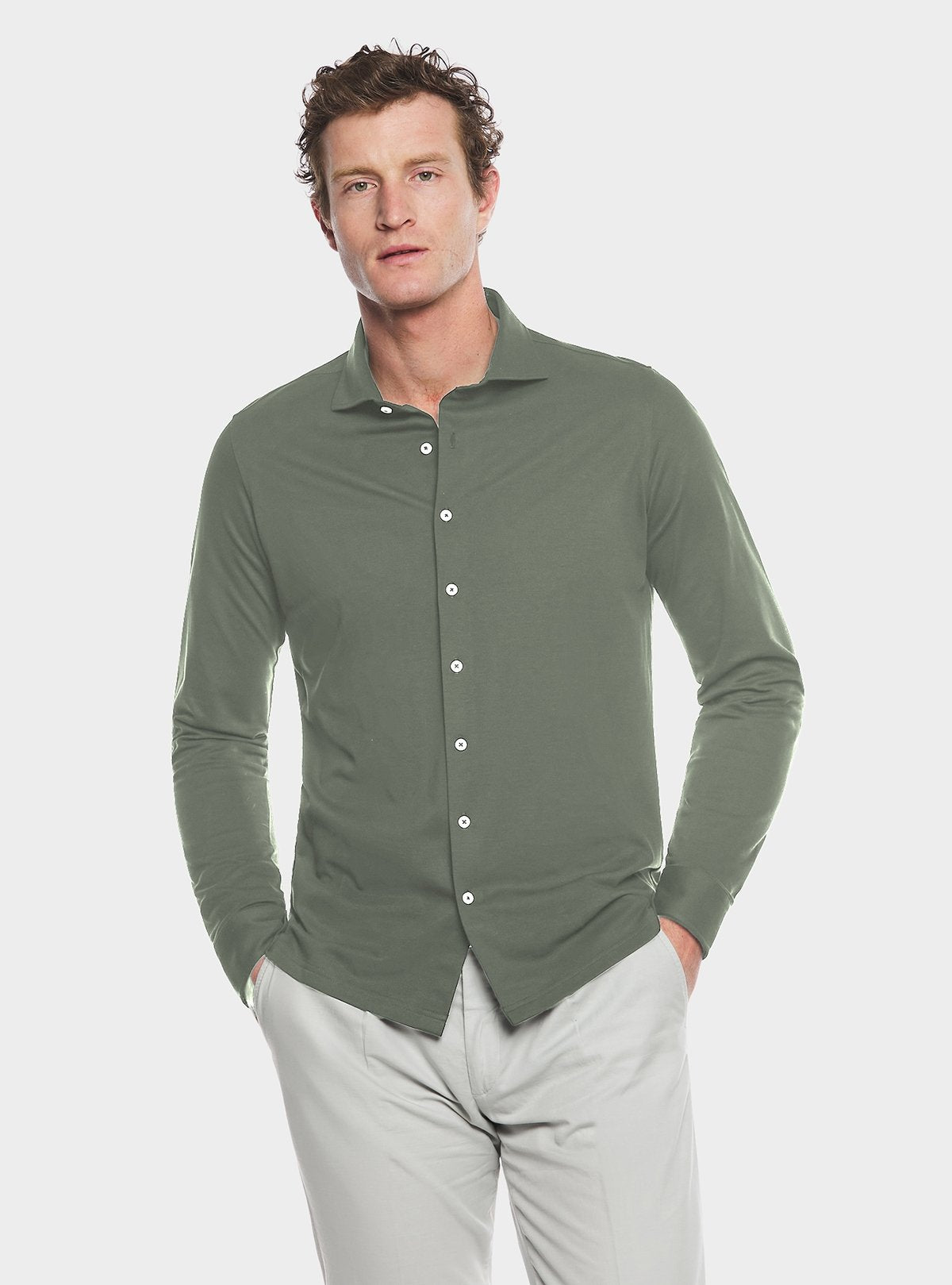 Versatile Polo Shirt Piquet Cotton Long Sleeve Casual Elegant Clothing-0