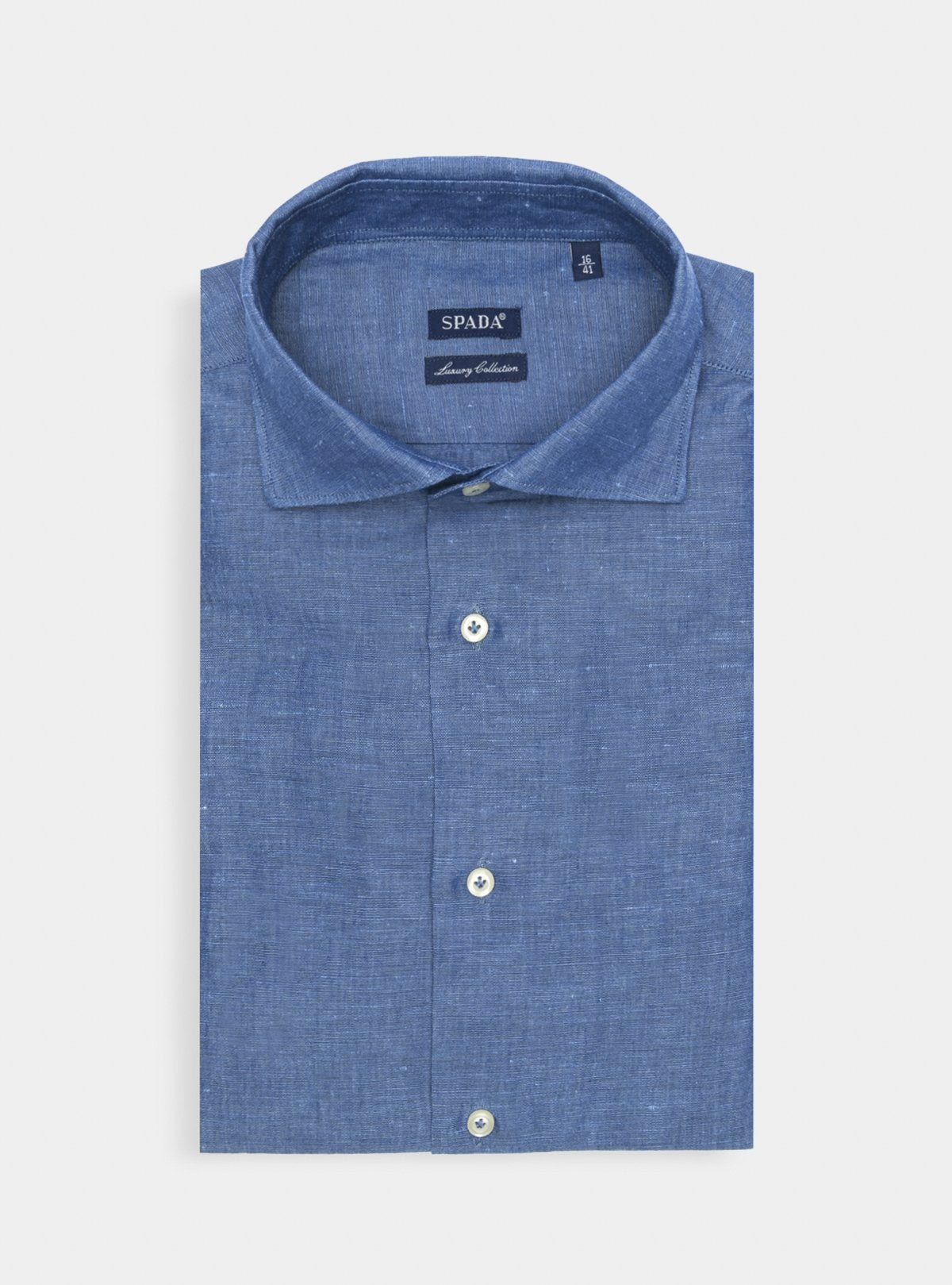 Camicia collo francese in lino e cotone-0