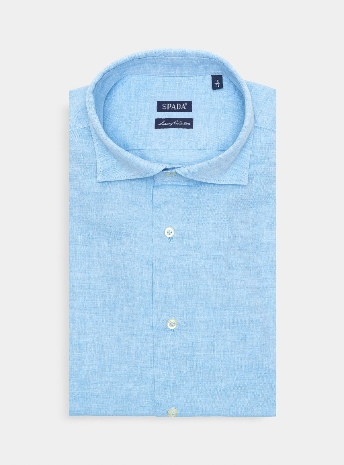 Camicia uomo lino cotone collo francese regular fit-0