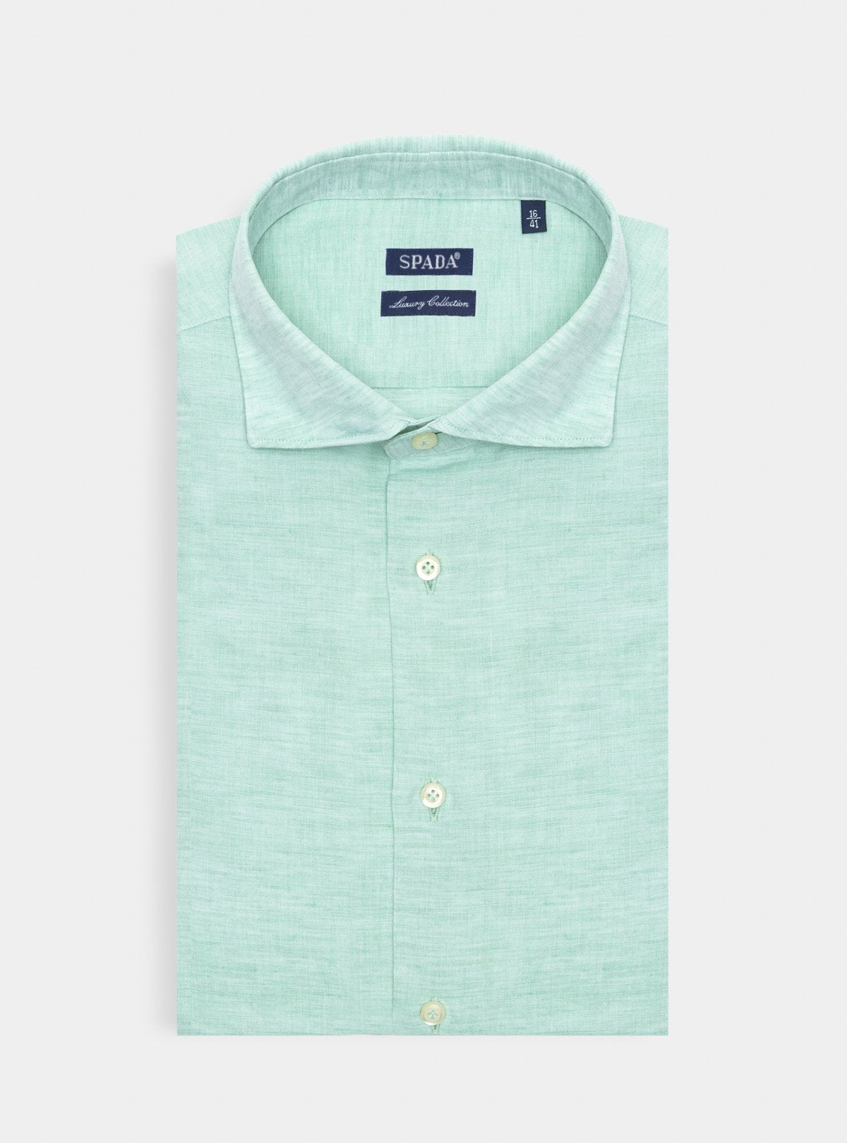 Camicia uomo in lino e cotone con collo francese regolare.-0