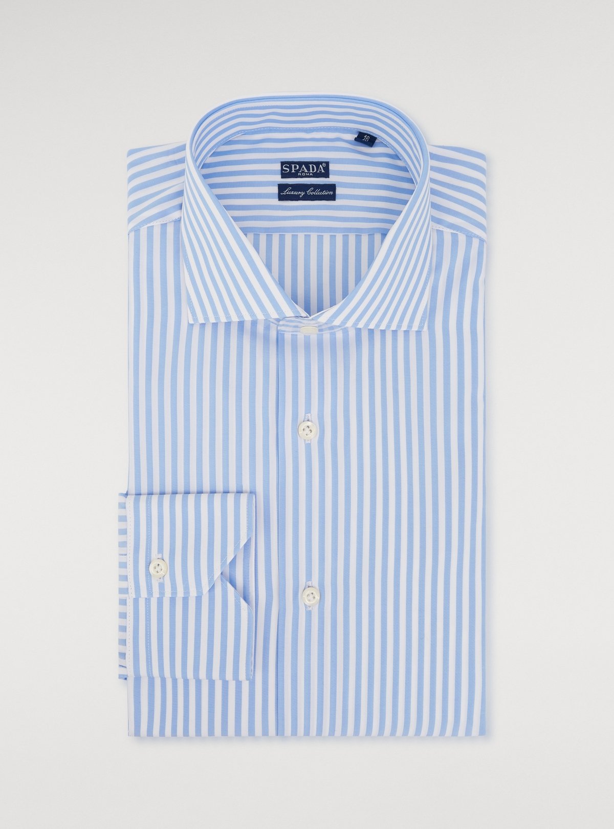 Manica bastoncino camicia uomo cotone classico colore azzurro regular fit-0