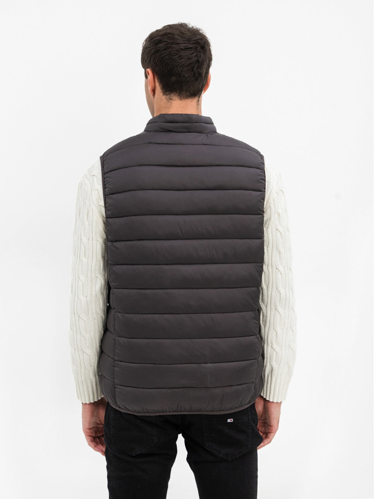 Men's Grey Slim Fit Outdoor Waistcoat Jacket with Pockets