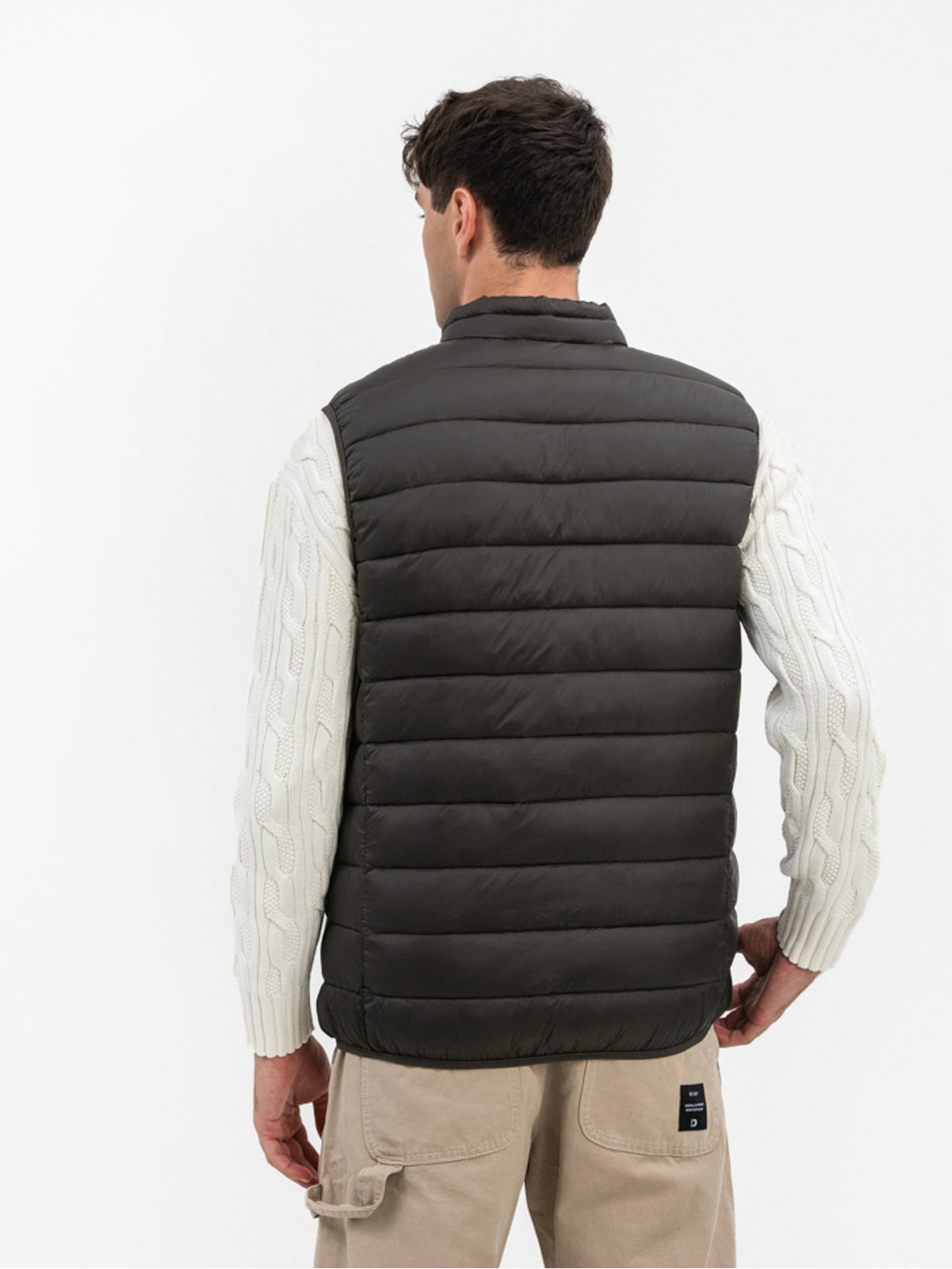Men's Green Slim Fit Nylon Outdoor Waistcoat with Two Pockets