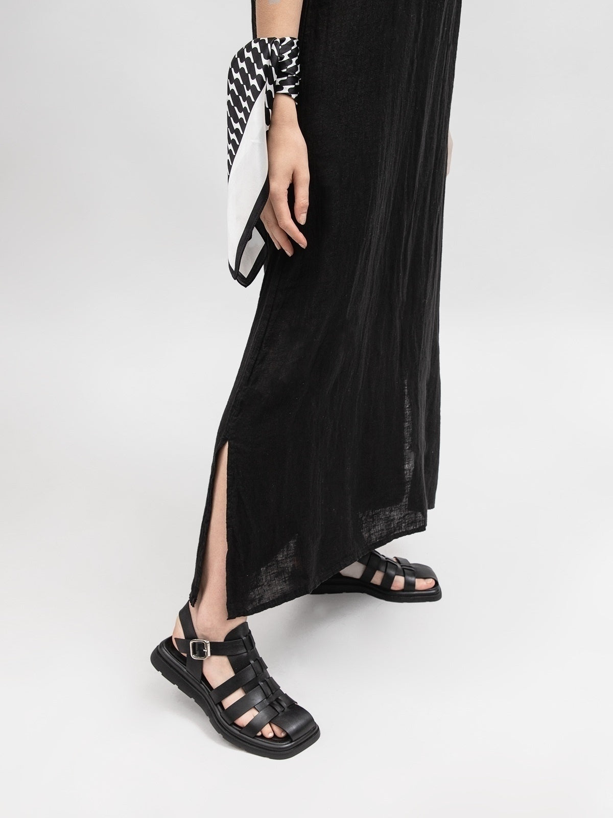 Women's Black Linen Dress - 100% Italian Made Fashion Capsule-0