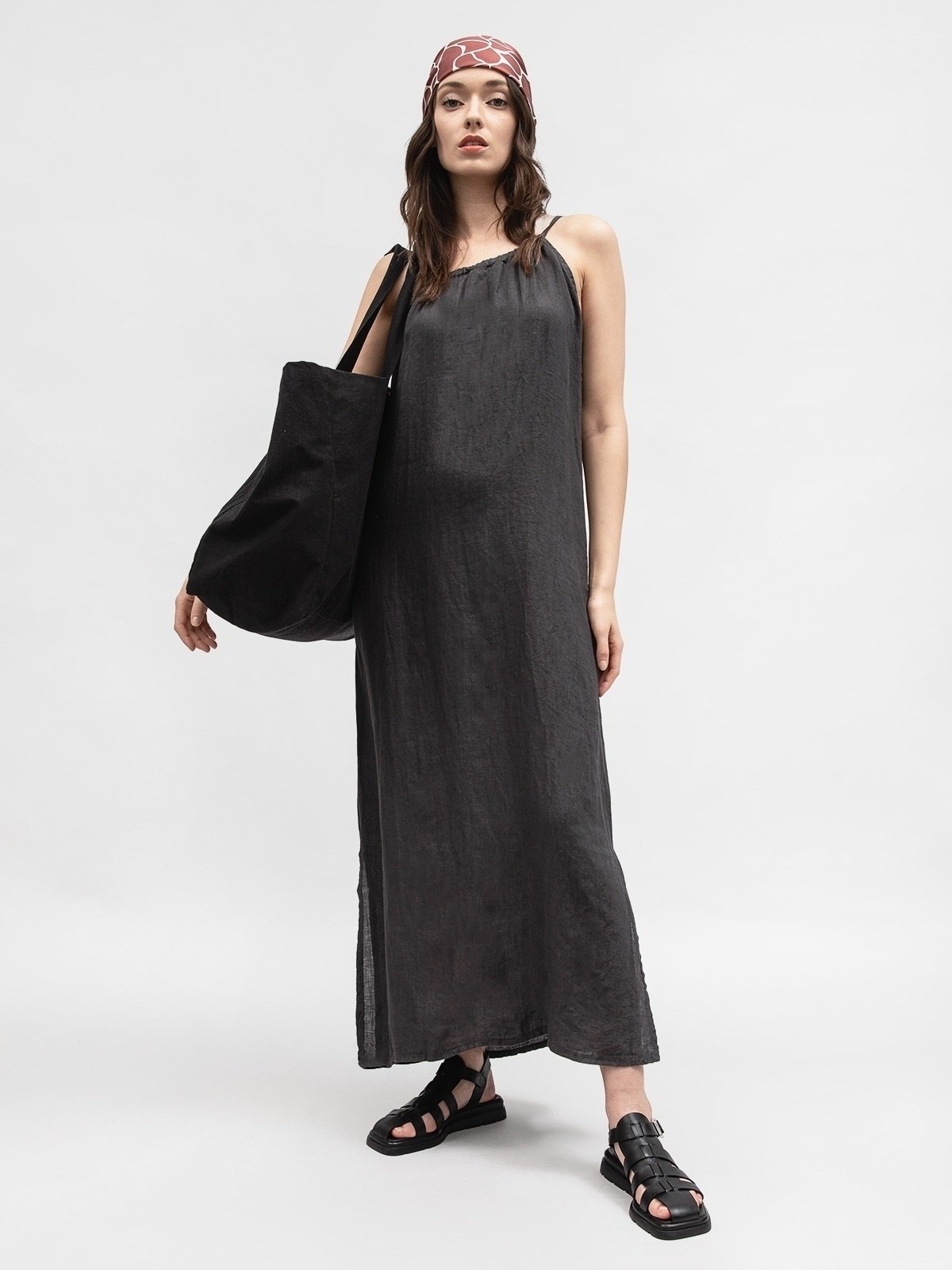 Women's 100% Linen Grey Dress Capsule Collection Italian Made-0