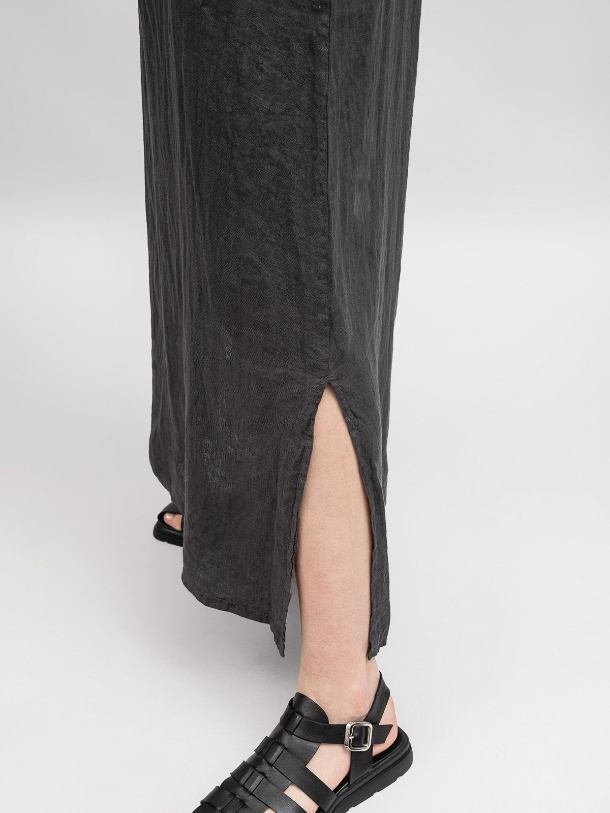 Women's 100% Linen Grey Dress Capsule Collection Italian Made-0