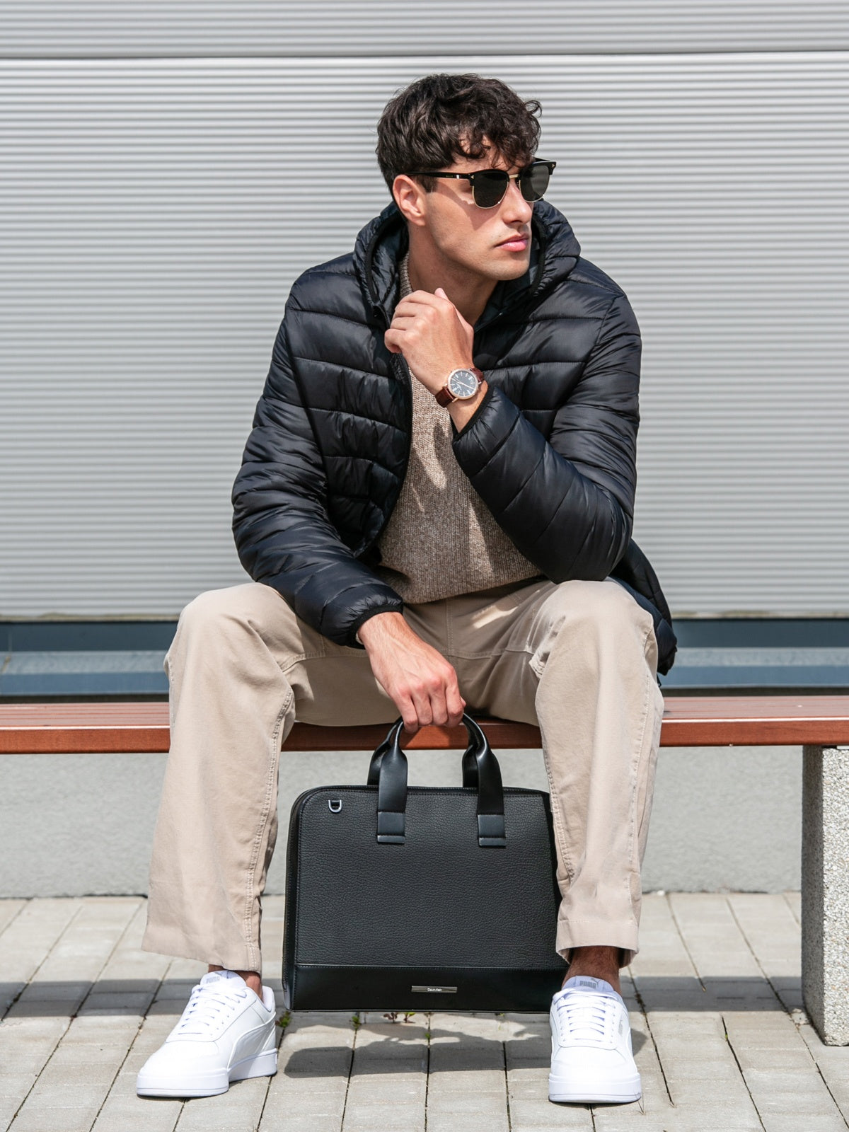 Men's Water Repellent Slim Fit Demi-Season Jacket Black