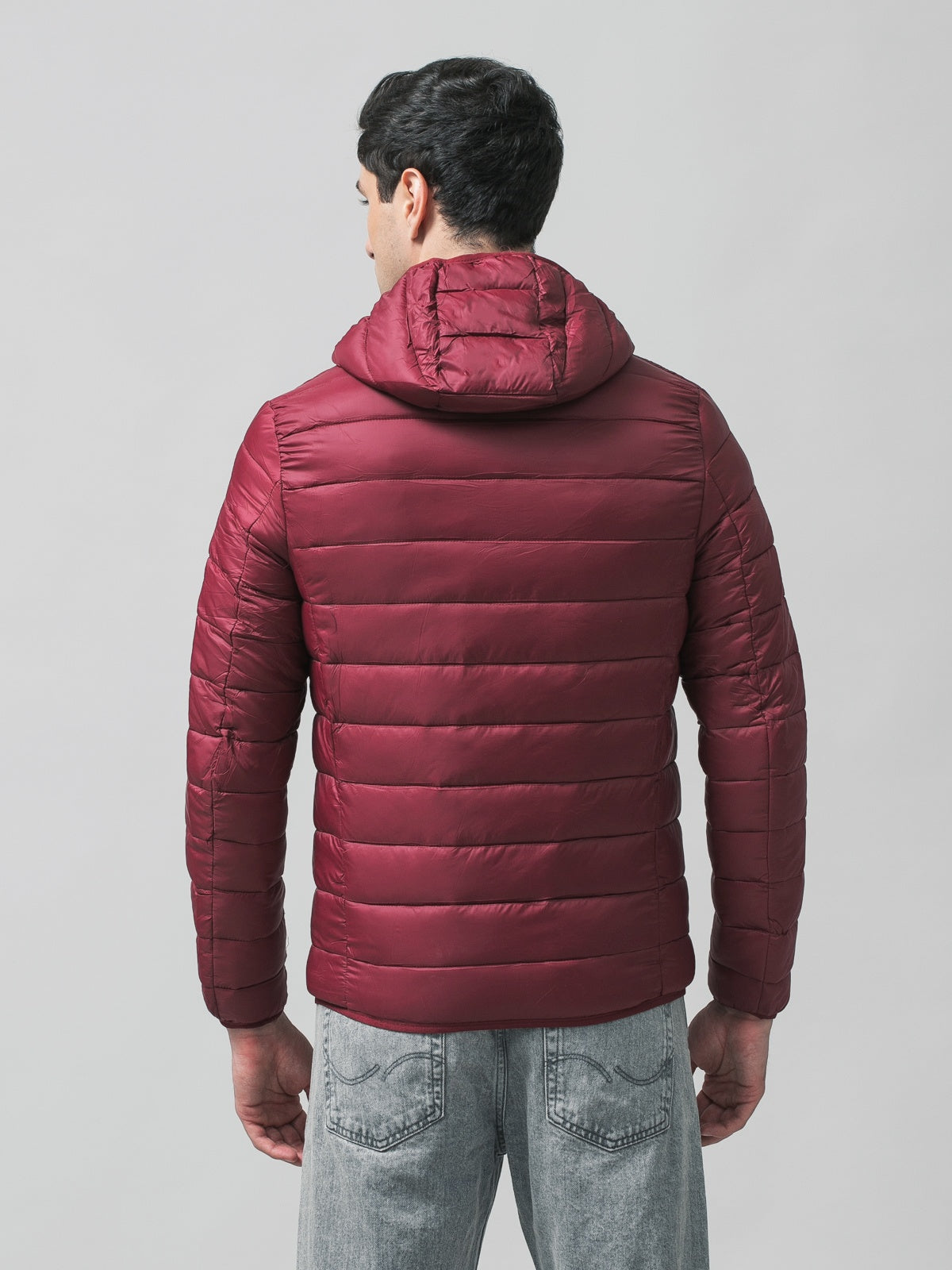 Men's Burgundy Water-Resistant Demi Season Nylon Jacket