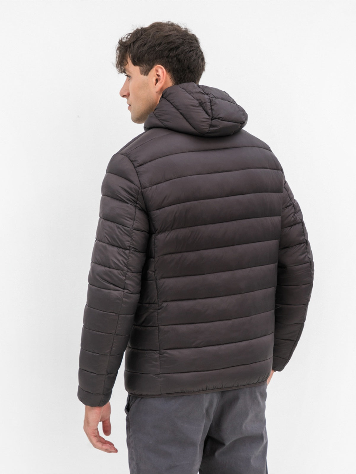 Water-Repellent Men's Slim Fit Demi-Season Grey Jacket, Autumn Winter Spring Weather