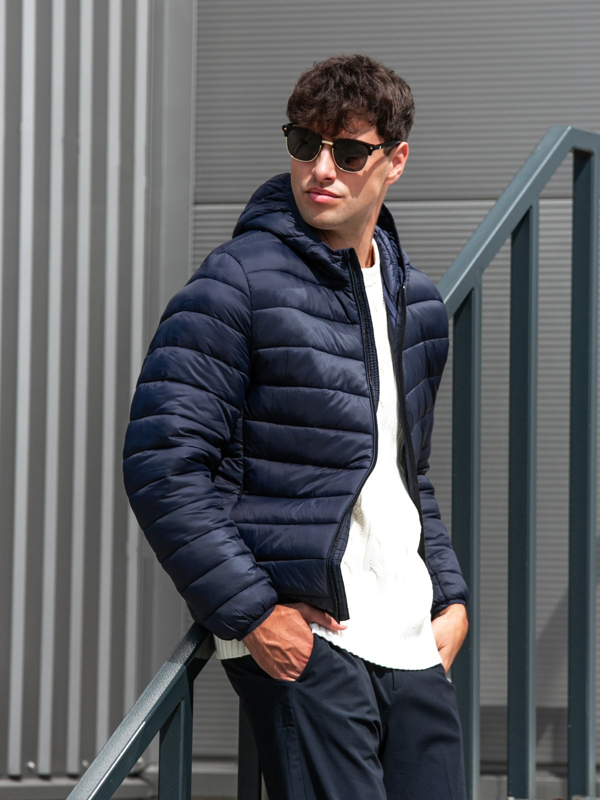 Men's Water Repellent Slim Fit Demi-Season jacket Blue