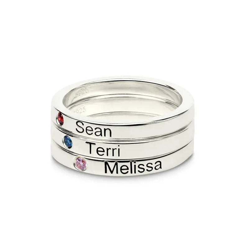  Silver Lettering Couple Personalized Customizable Name Ring-0