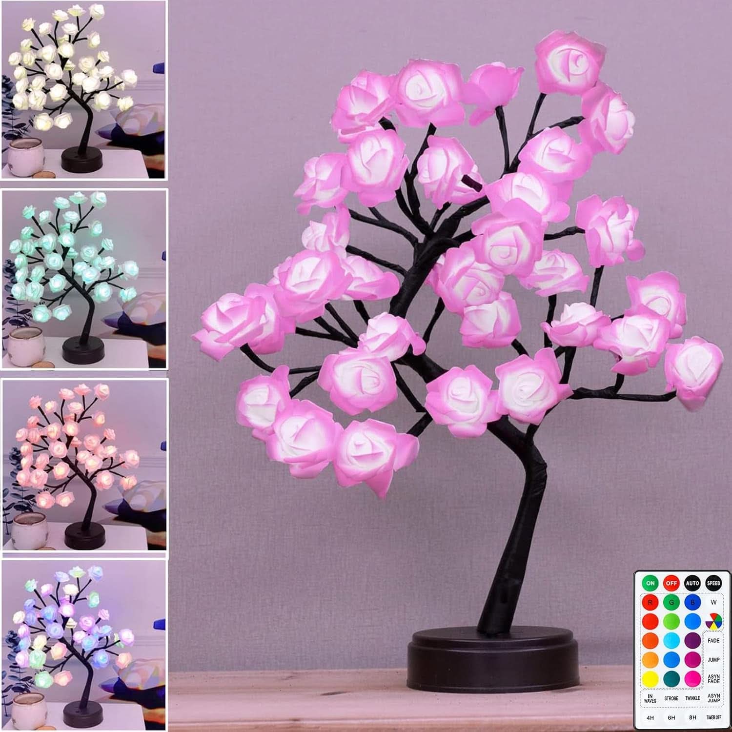Multi color Rose Tree Table Lamp 18 Colors Decorative-0