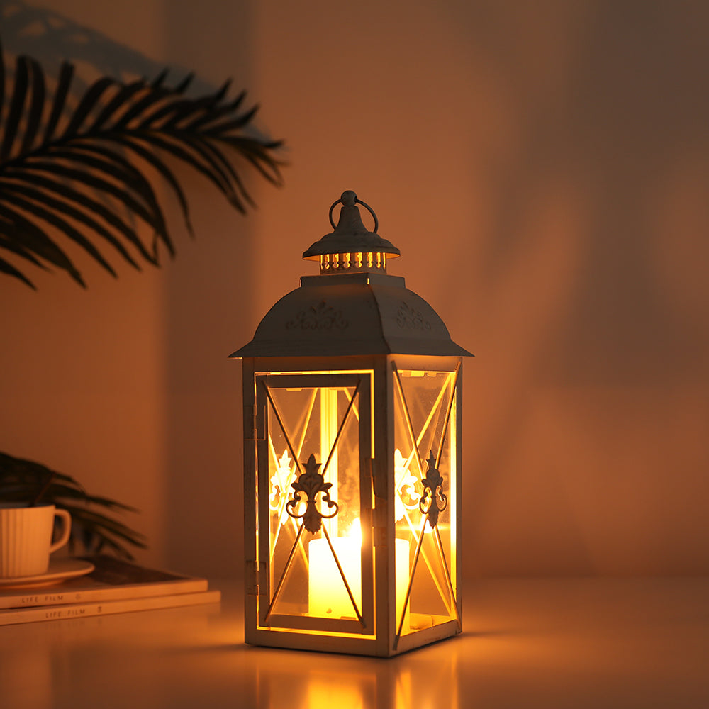 13.5'' Vintage Metal High Decorative Hanging Lantern Candle Holder-0