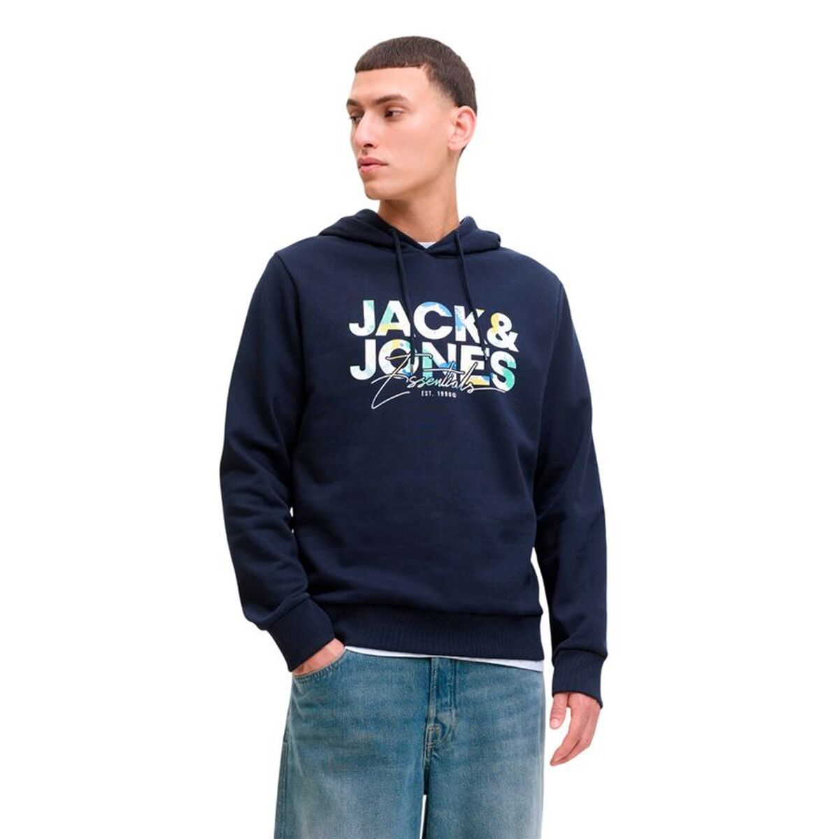 Men's Jack & Jones Navy Blue Sweat Hood Hoodie M Size-0