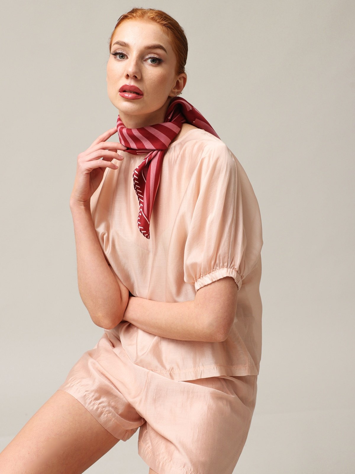 Women's Lyocell and Polyester Pink Shorts Made in Italy-0