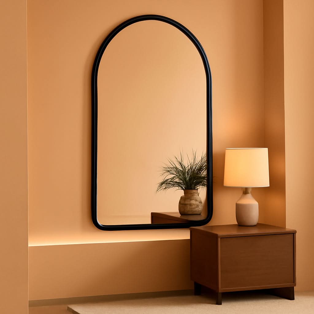Black Arched Wall Mirror 12x16 Distressed Weathered-0