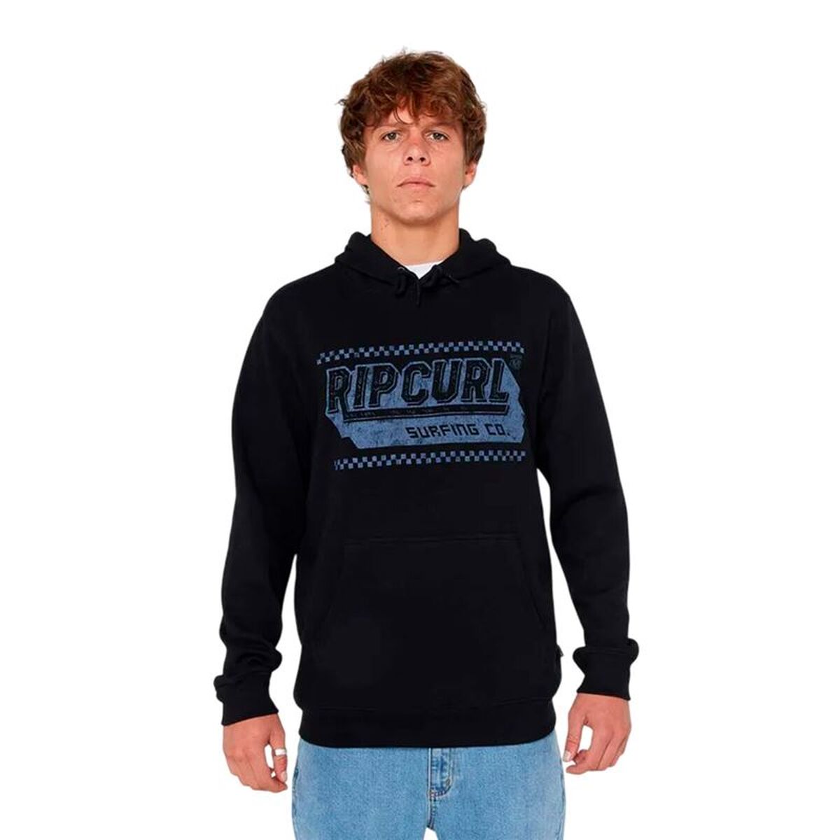 Men's Hoodie Rip Curl Down The Line Black Sports Sweatshirt