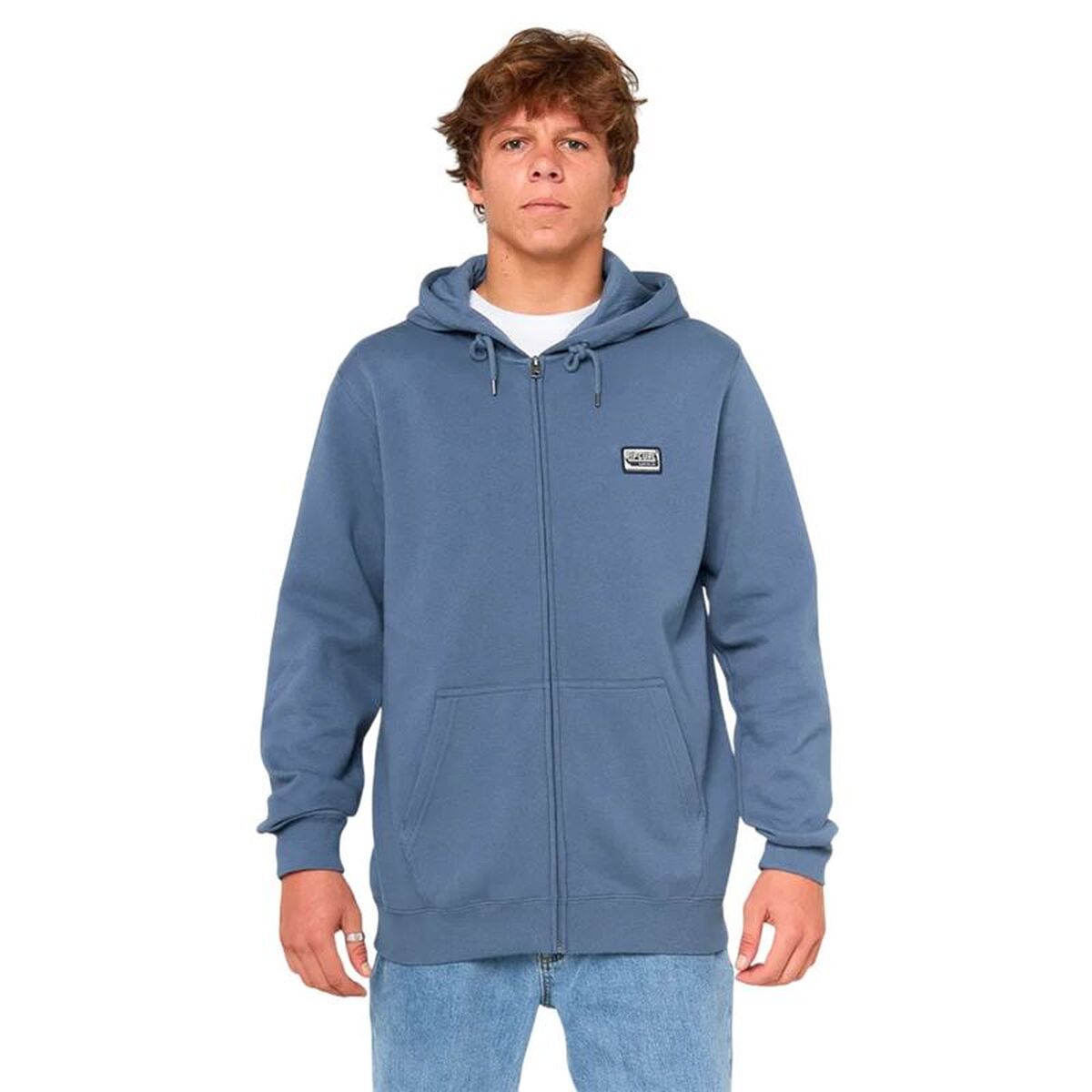 Men's Blue Rip Curl Zip Through Hoodie with Thru-Hood Design-0