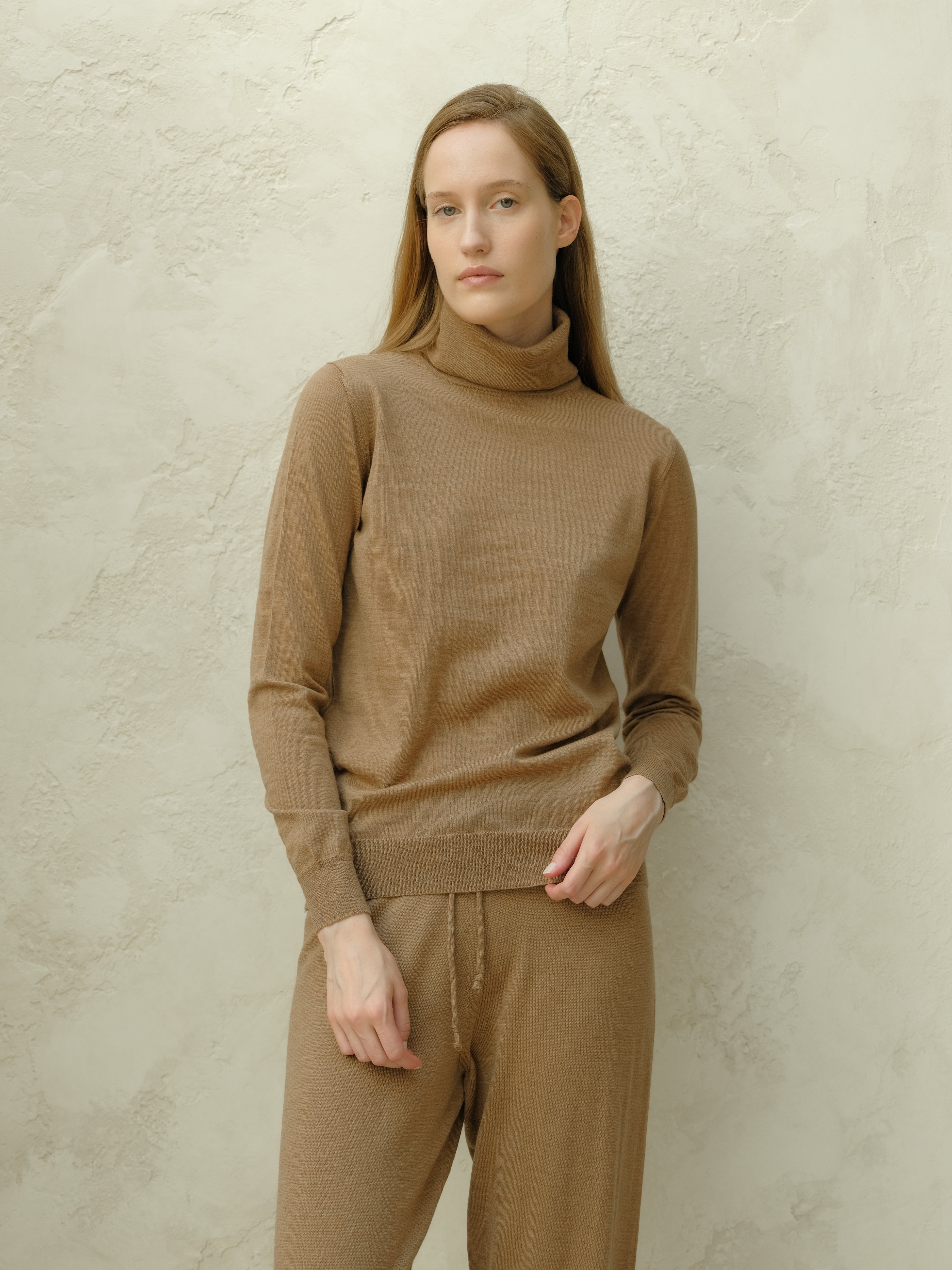 Extra Fine Merino Wool Turtleneck Cashwool Sweater Men's 100% Italian Made