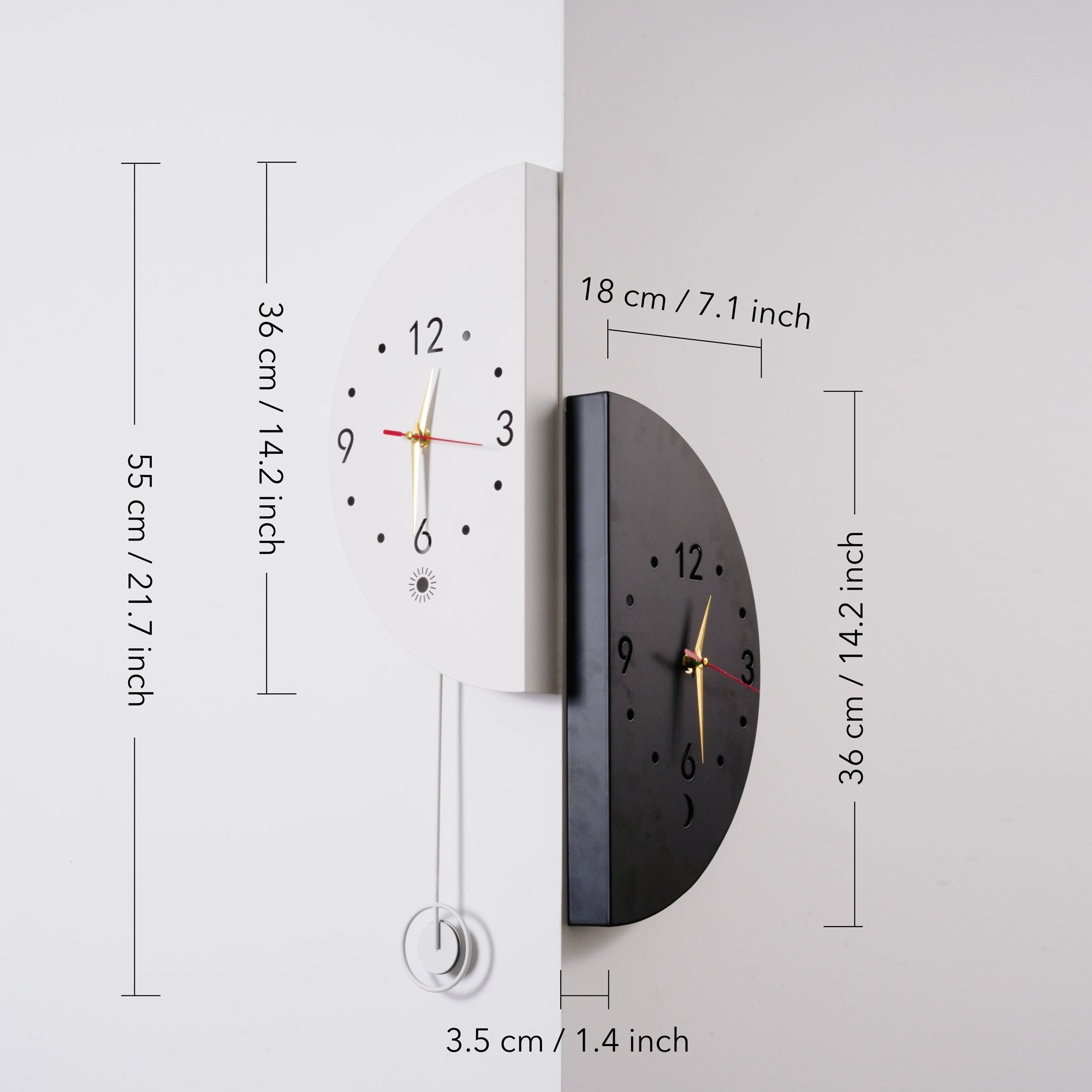 Dual Time Zone Corner Clock-0