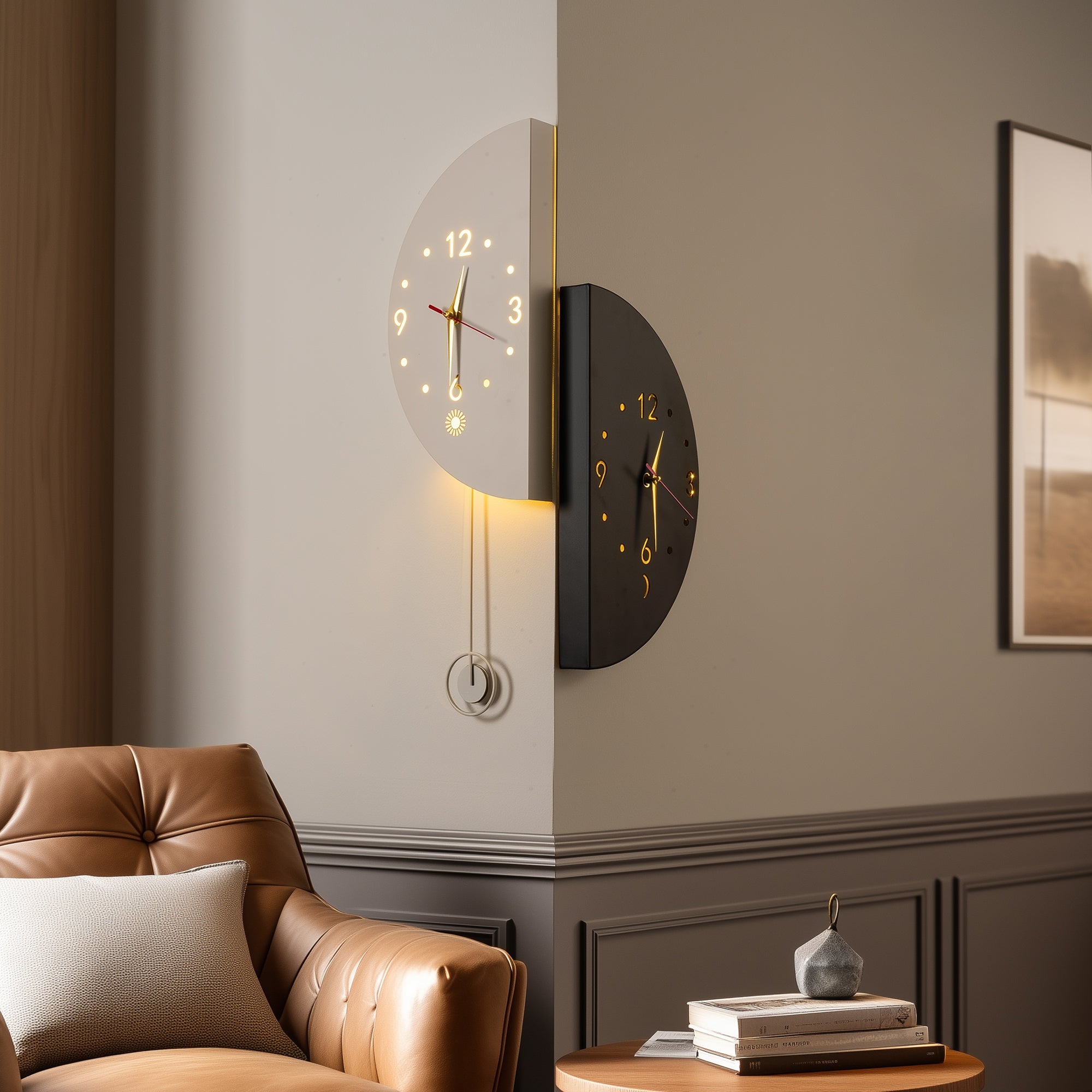 Dual Time Zone Corner Clock-0