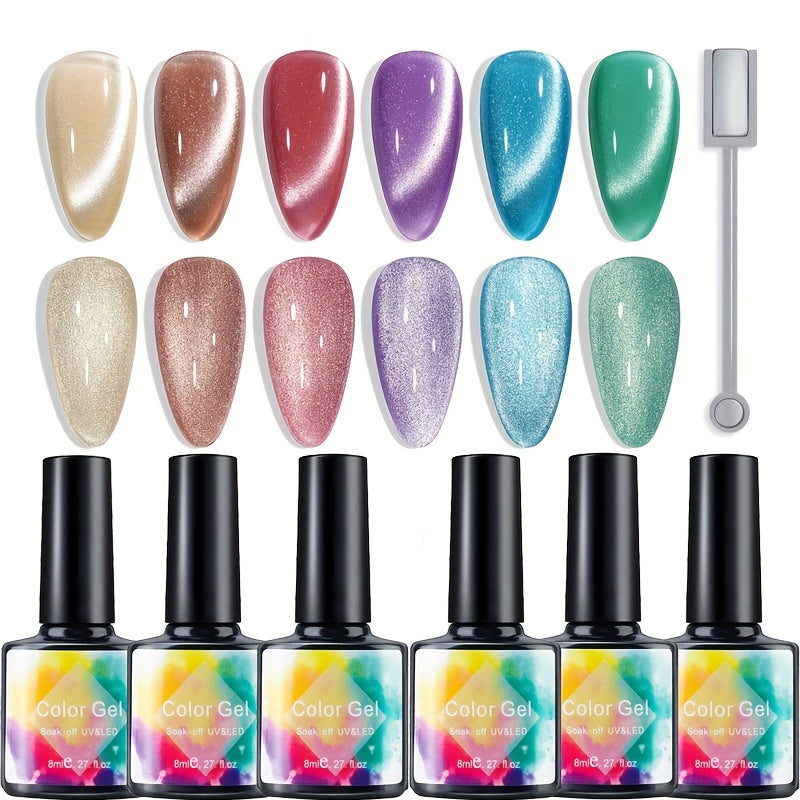  Glitter Magnetic Gel Nail Polish Set UV LED Cured Long Lasting-0