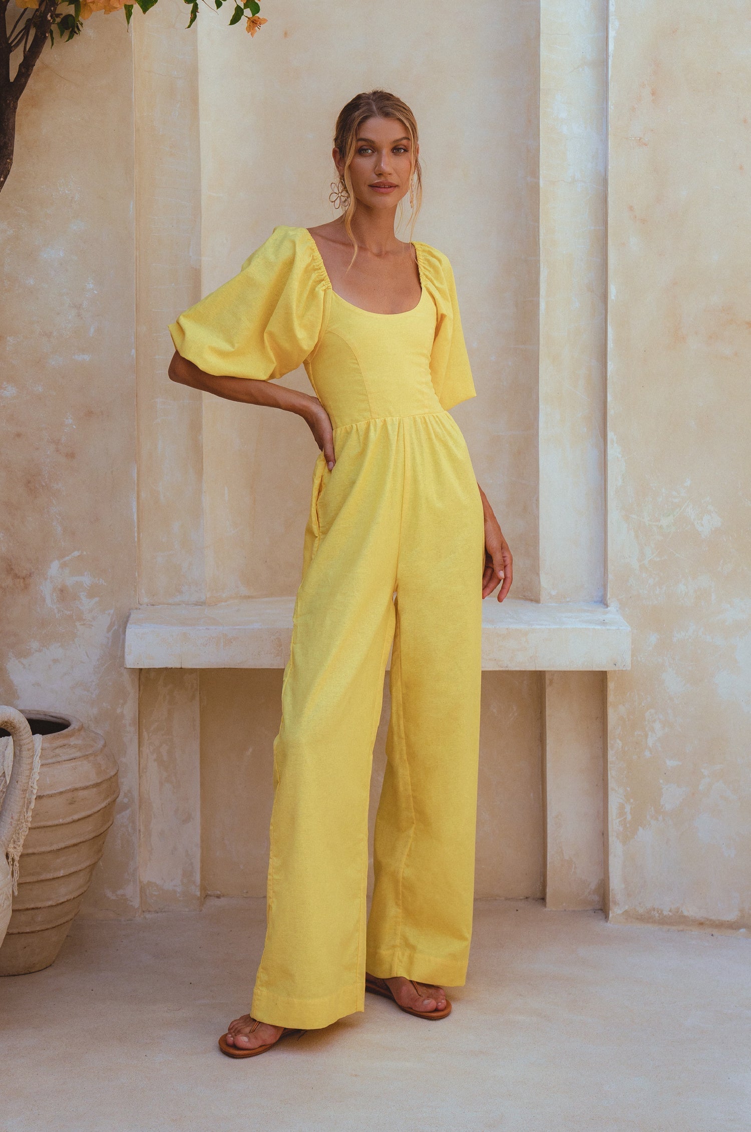 Organic Linen Heaven Bay Jumpsuit Maxi Length Summer Stylish-0