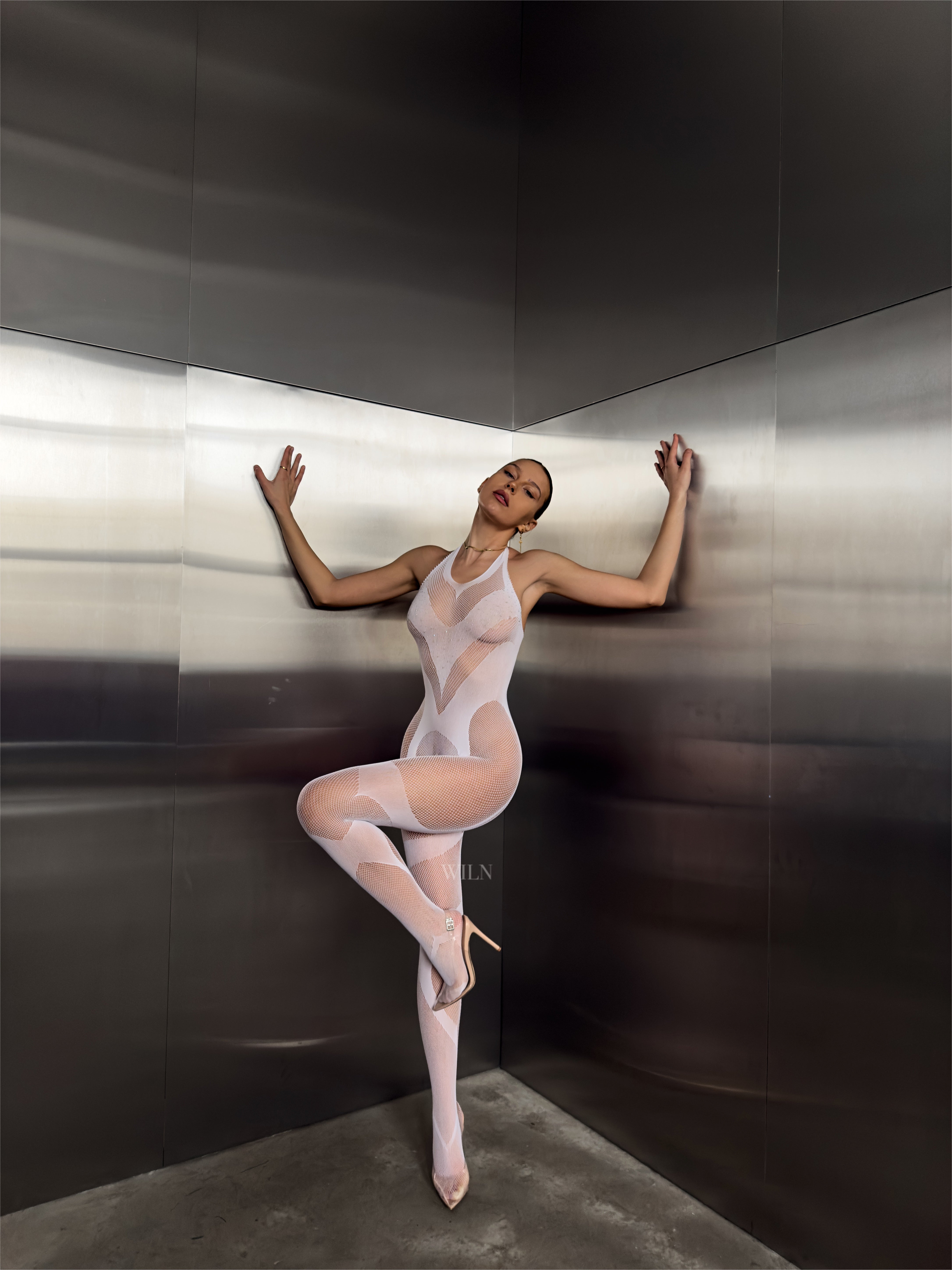 TRIPLE X White Fishnet Bodysuit Crotchless Lingerie Set-0