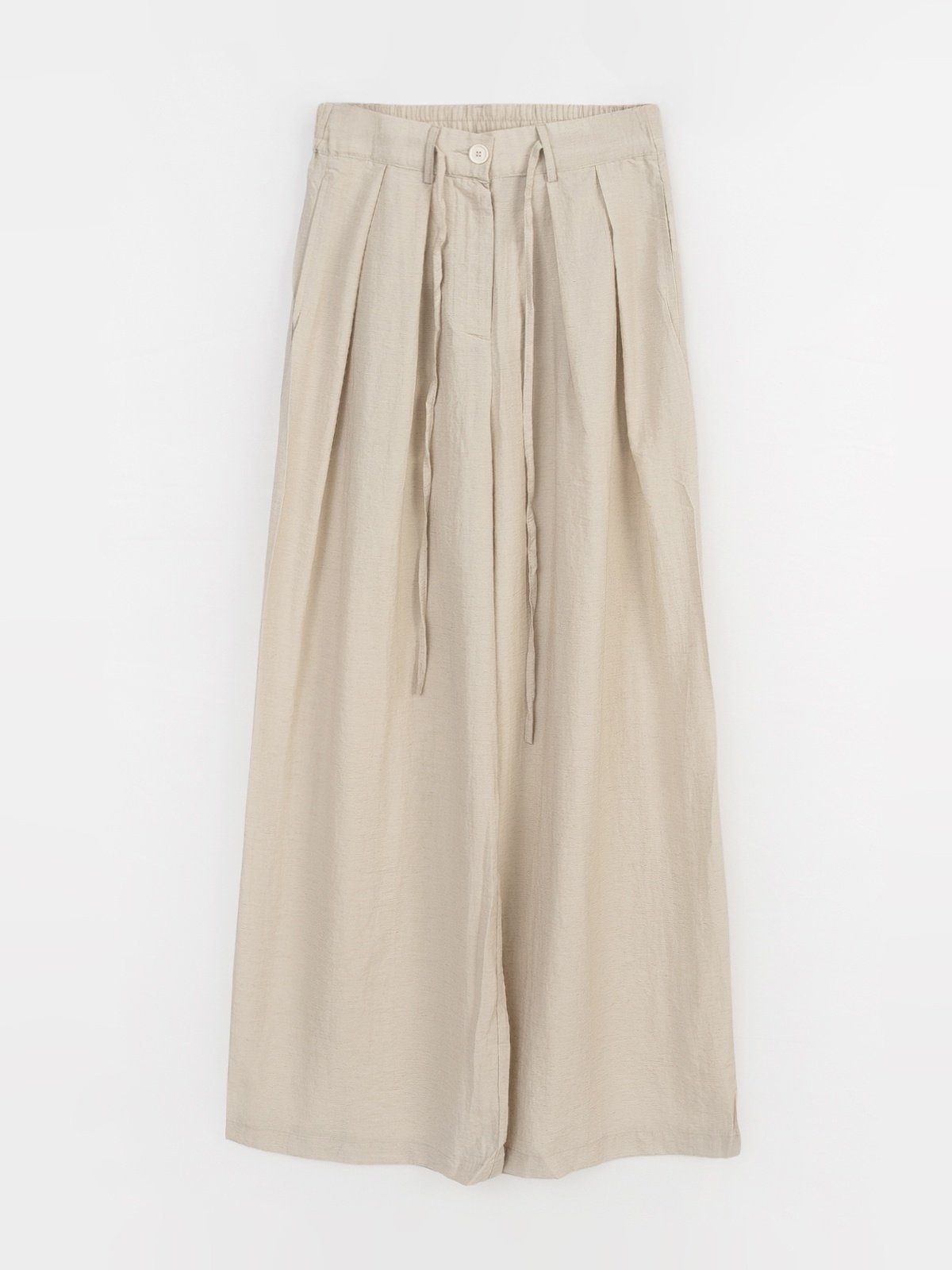 Women's Cream Coloured Pants Viscose Linen Blend China Made-0