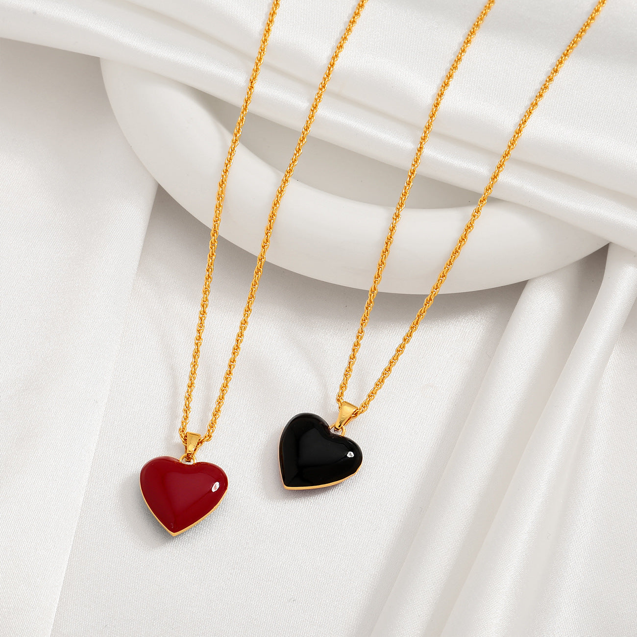 Double-Sided Love Pendant Necklace Elegant Women Clavicle Chain Jewlery Gift-0