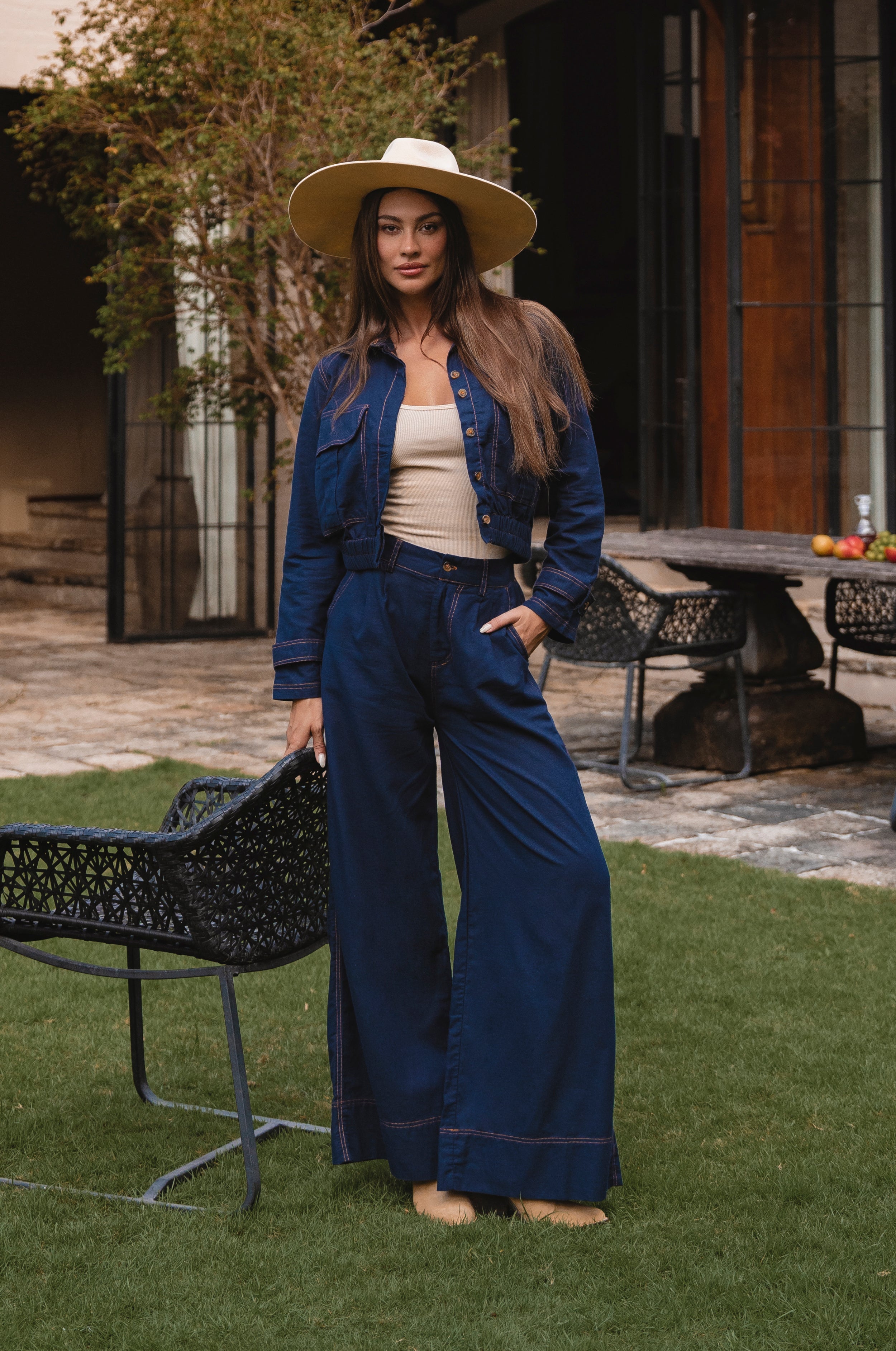 Linen Wide Leg Pants High Waist Structured Design-0