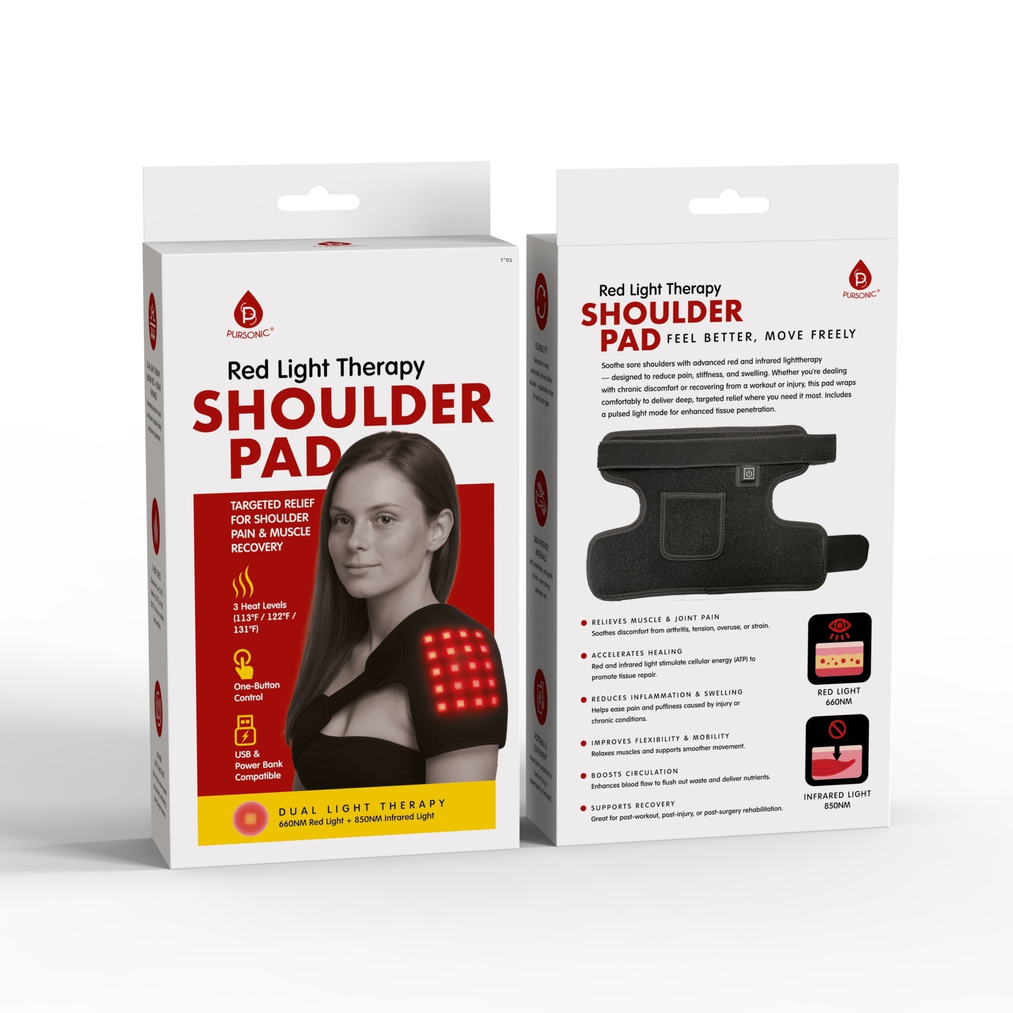Pursonic Red Light Therapy Shoulder Pad – Targeted Relief for Pain, Stiffness & Recovery-0