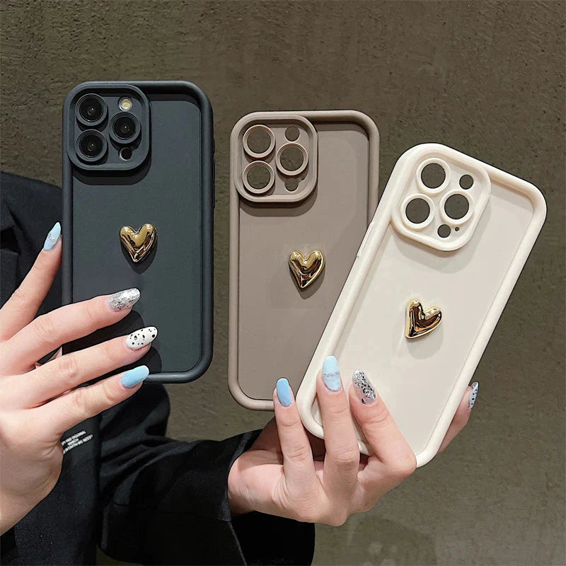 Gold Heart Silicone Case for iPhone -0