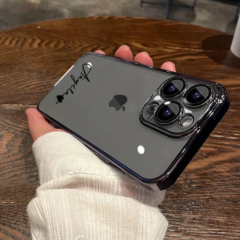 iPhone Personalized Customizable Name Case Clear Transparent Plating Luxury Cover-10