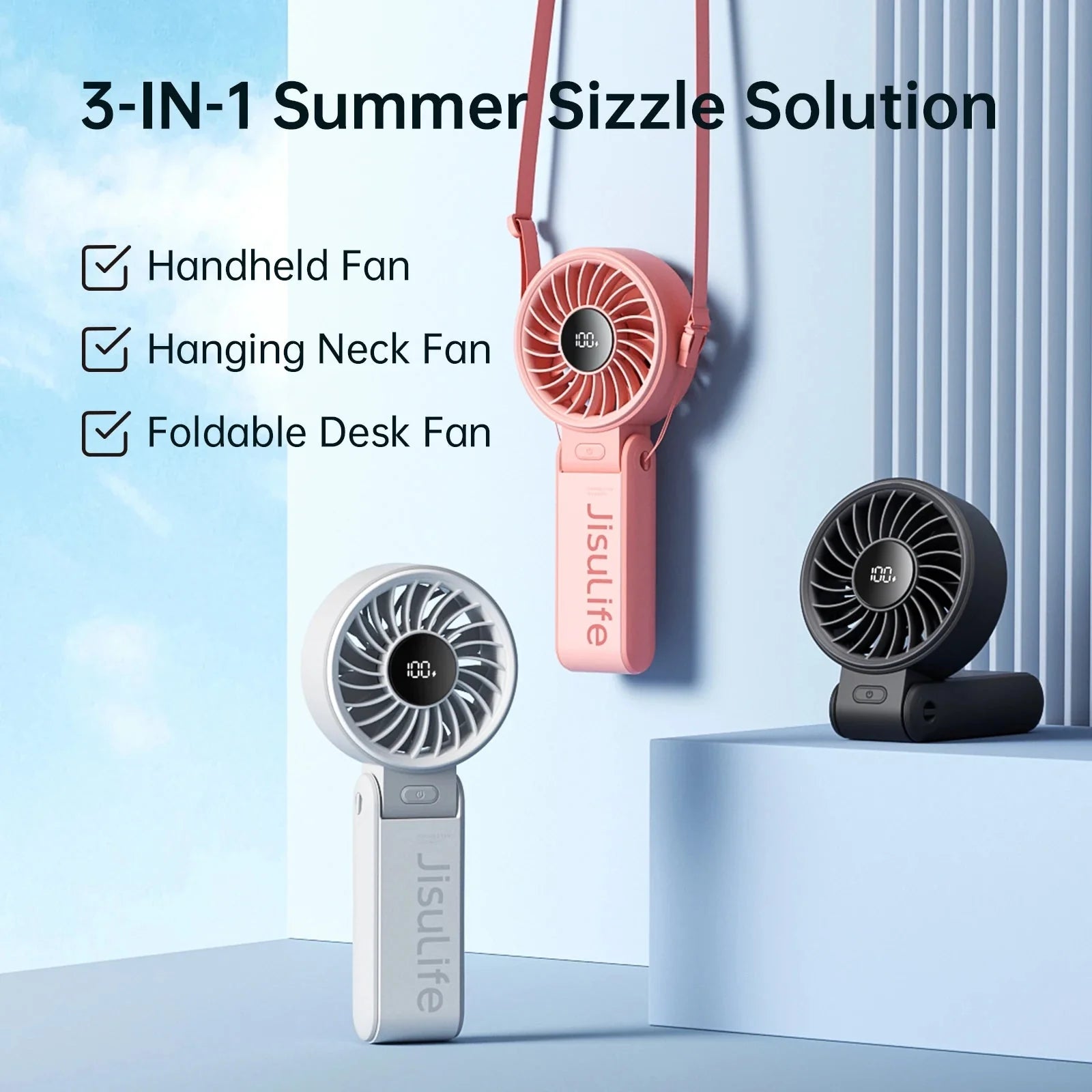  Portable Multifunctional Speed Fan with LED Display-0