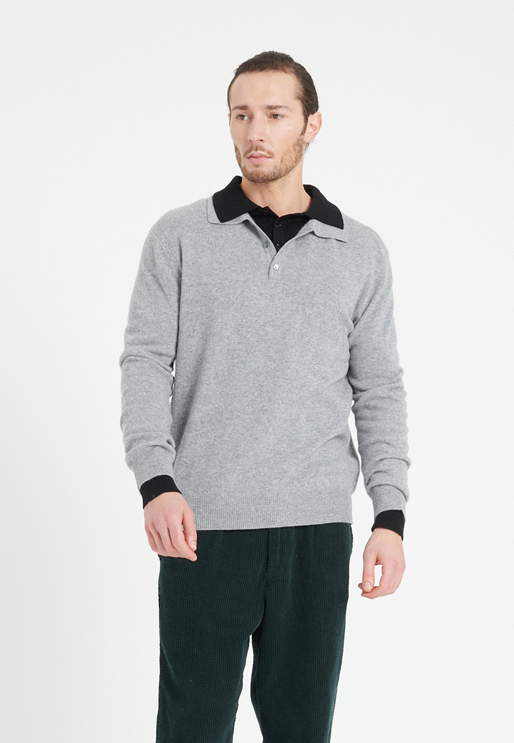 Polo en cachemire gris clair femme/multi taille Luke 5 couture confortable