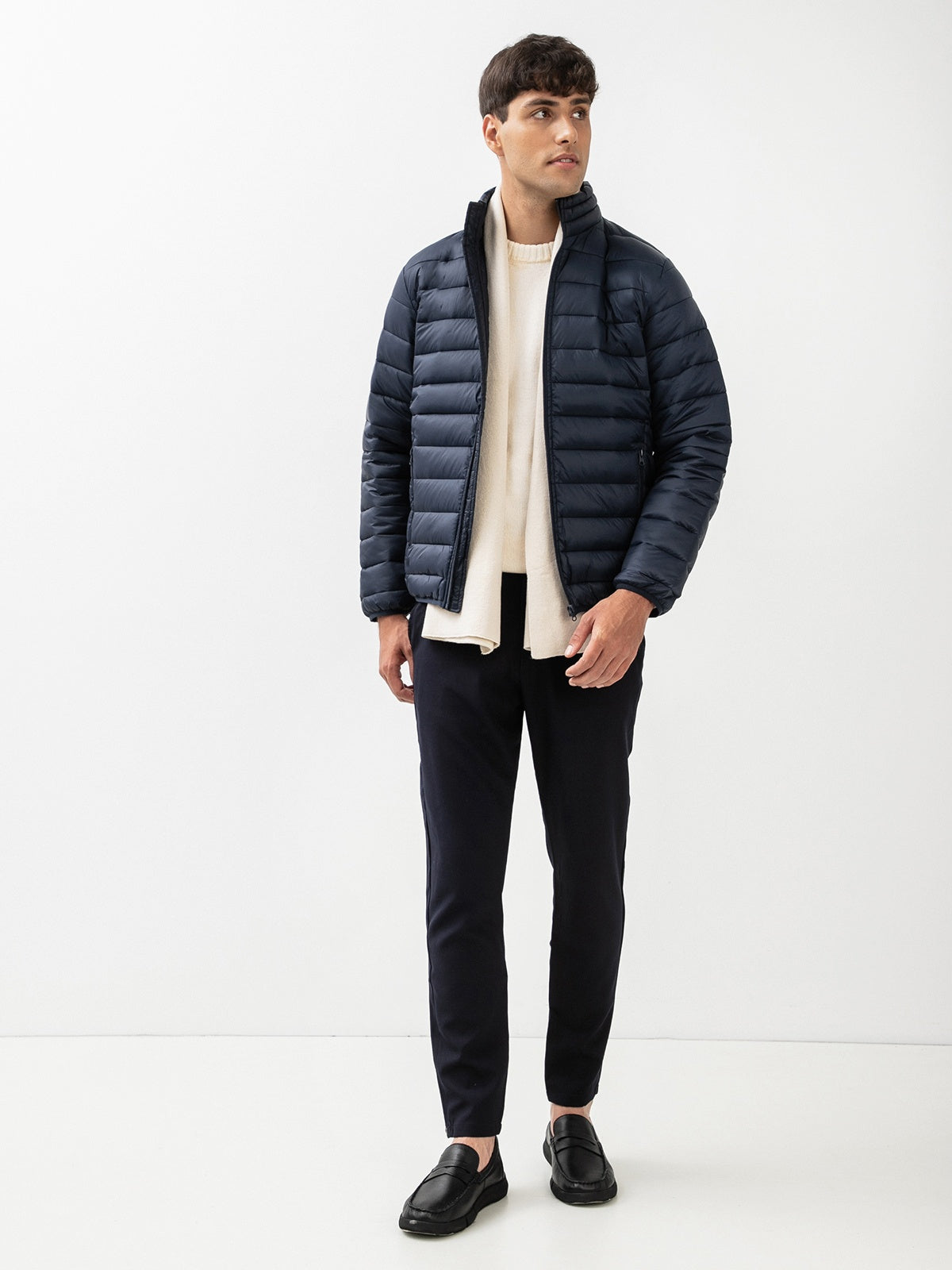 Men's 100% Nylon Dark Blue Demi-Season Windbreaker Jacket