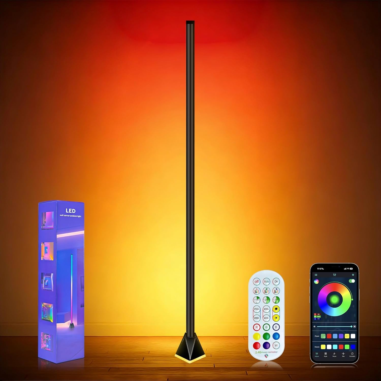 Corner Floor Lamp Smart phone Controlled RGB LEDs App-0