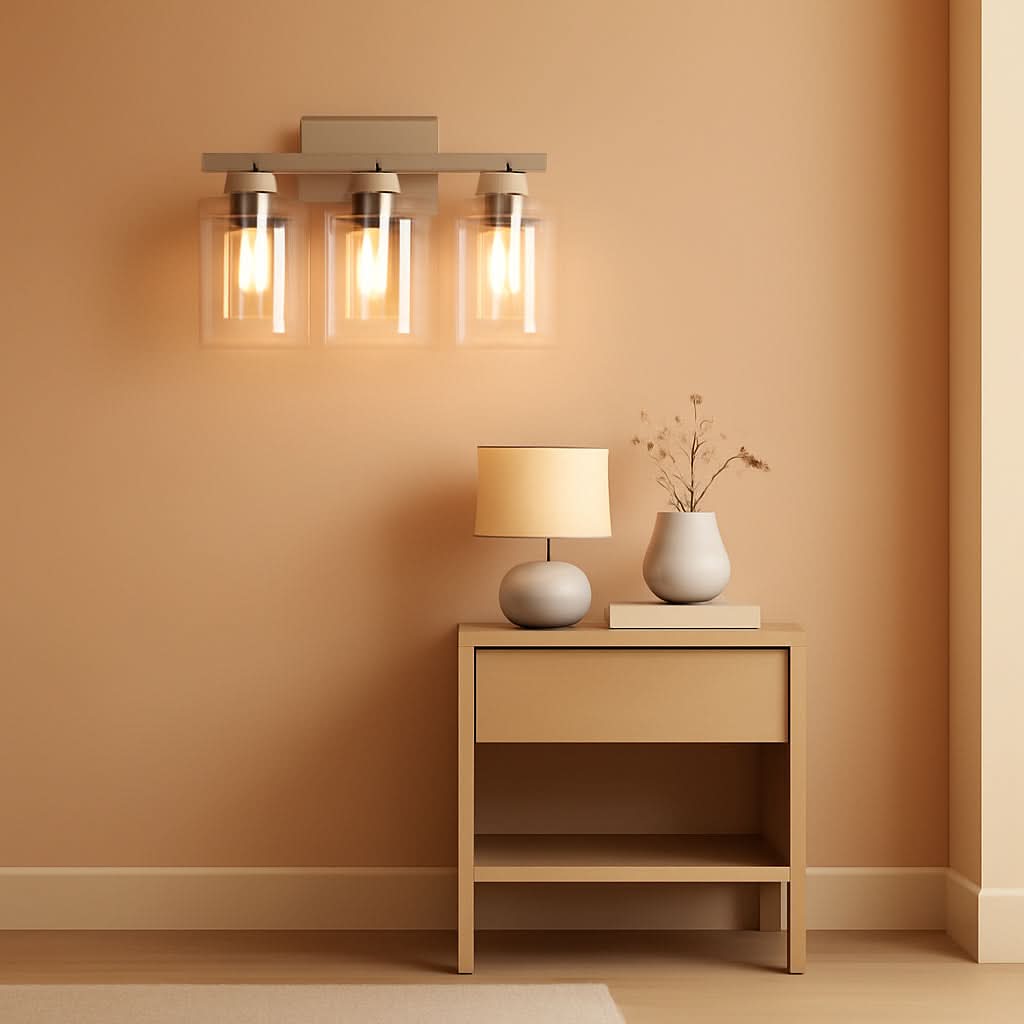 3 Light Brushed Nickel Vanity Light Fixture For Bathroom-0