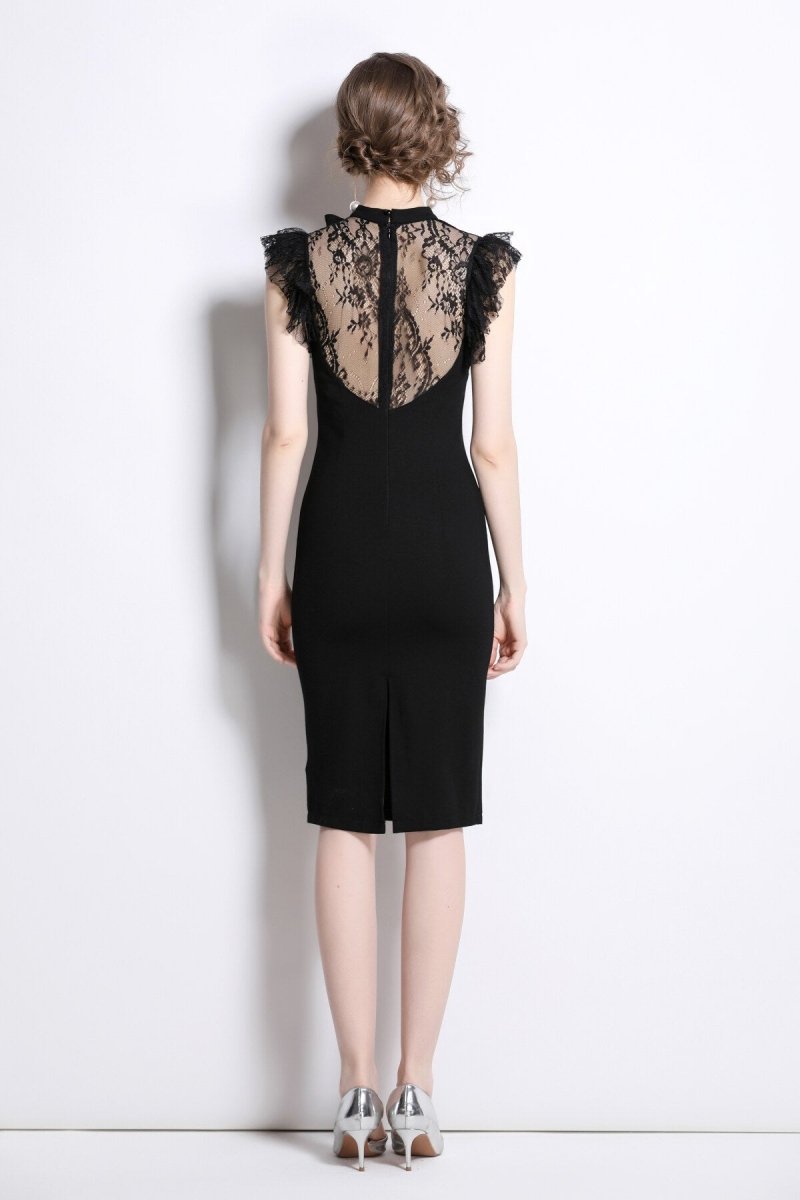 Black Lace Bodycon Sexy Roman Dress-0