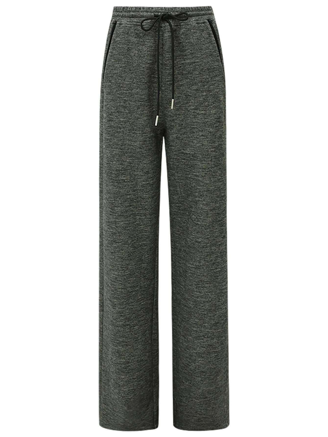 Knitted Charcoal Casual pants for women with side pocket design.-0