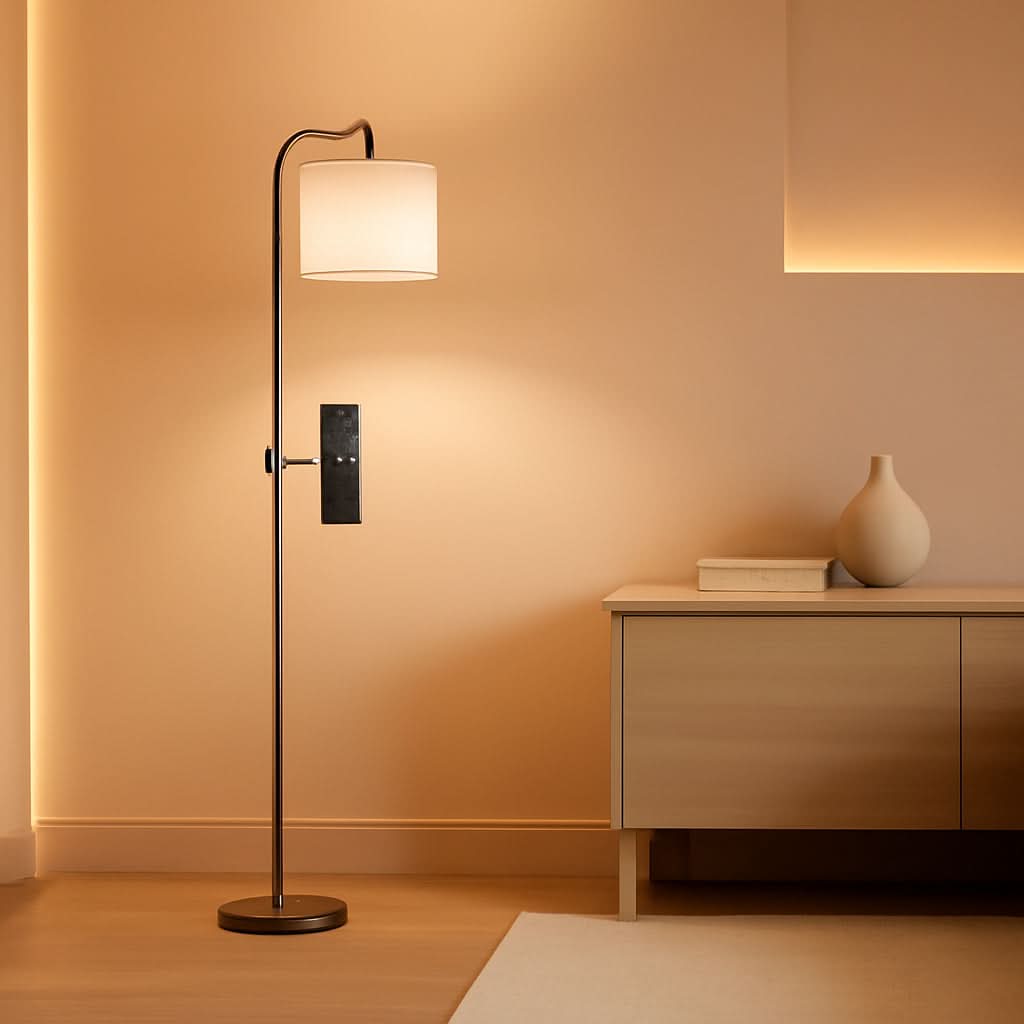 Dimmable Floor Lamp Linen Shade Three Color Temperatures-0