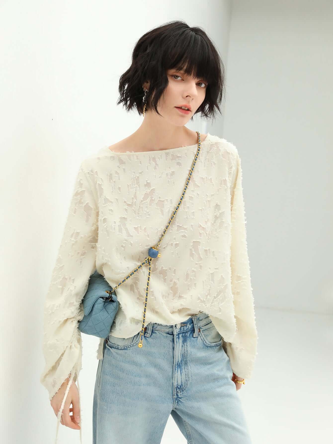 Chic White Off Shoulder Chiffon Loose Fit Top-0