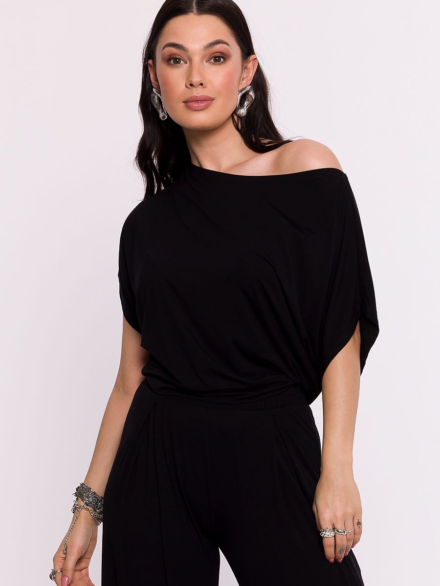 Viscose Knit Blouse with Pleated Hem Polish Design BeWear FBS-C005-0