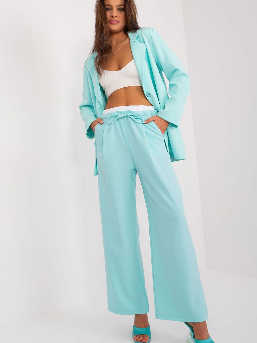 Italy Moda Women Palazzo Trousers with High Waist and Elasticised Legs-0