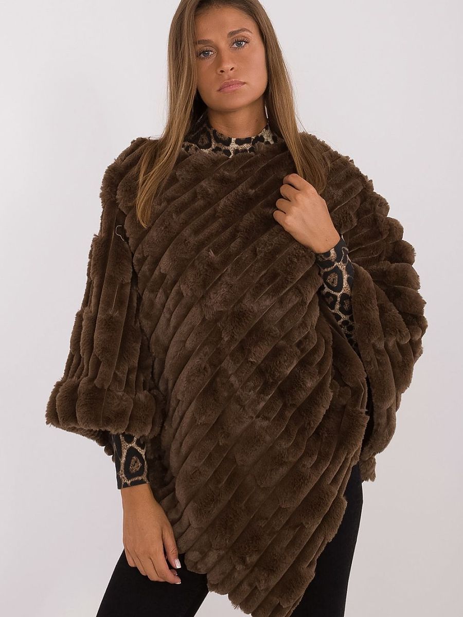High-Quality Polyester Poncho Model 199769 One-Size-Fits-All Long Brown-0