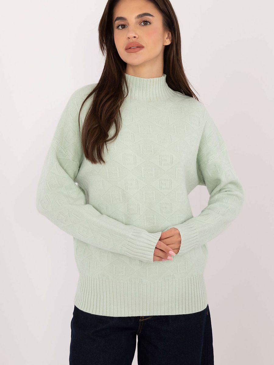 Acrylic and Polyester Casual Jumper with Half Turtleneck Sleeves-0