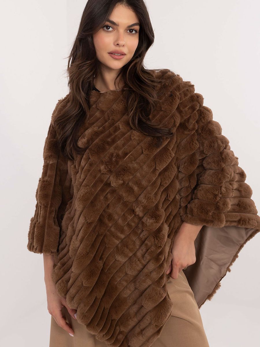 Women's Polyester Poncho Brown Loose Fit Casual Everyday Wear-0